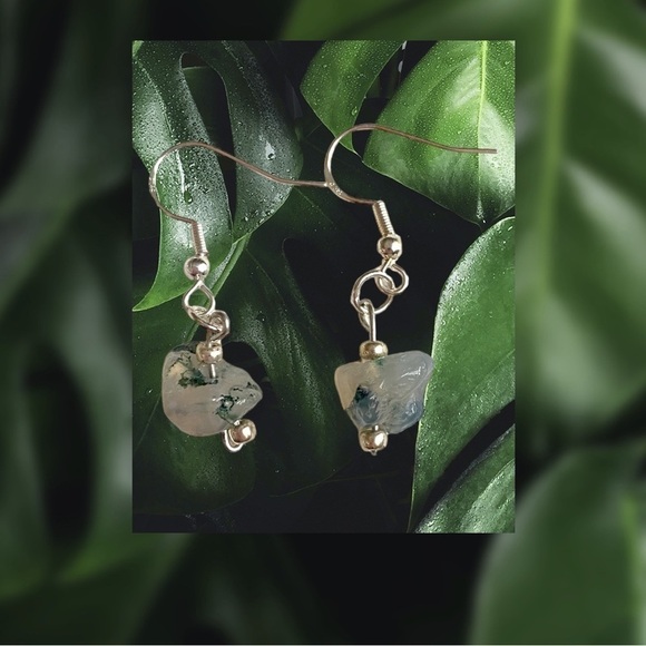 Moss Agate earrings - Picture 1 of 2